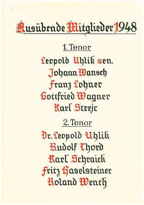 Mitglieder 1948 - 1. und 2. Tenor